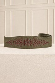 EMBROIDERED PAISLEY CUMMERBUND - KHAKI