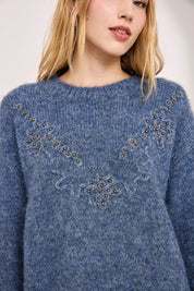JERSEY FILIGRANAS TACHUELAS - AZUL