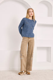 JERSEY FILIGRANAS TACHUELAS - AZUL