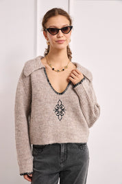 JERSEY LANA CANALÉ CUELLO SOLAPAS - GRIS