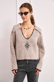 JERSEY LANA CANALÉ CUELLO SOLAPAS - GRIS