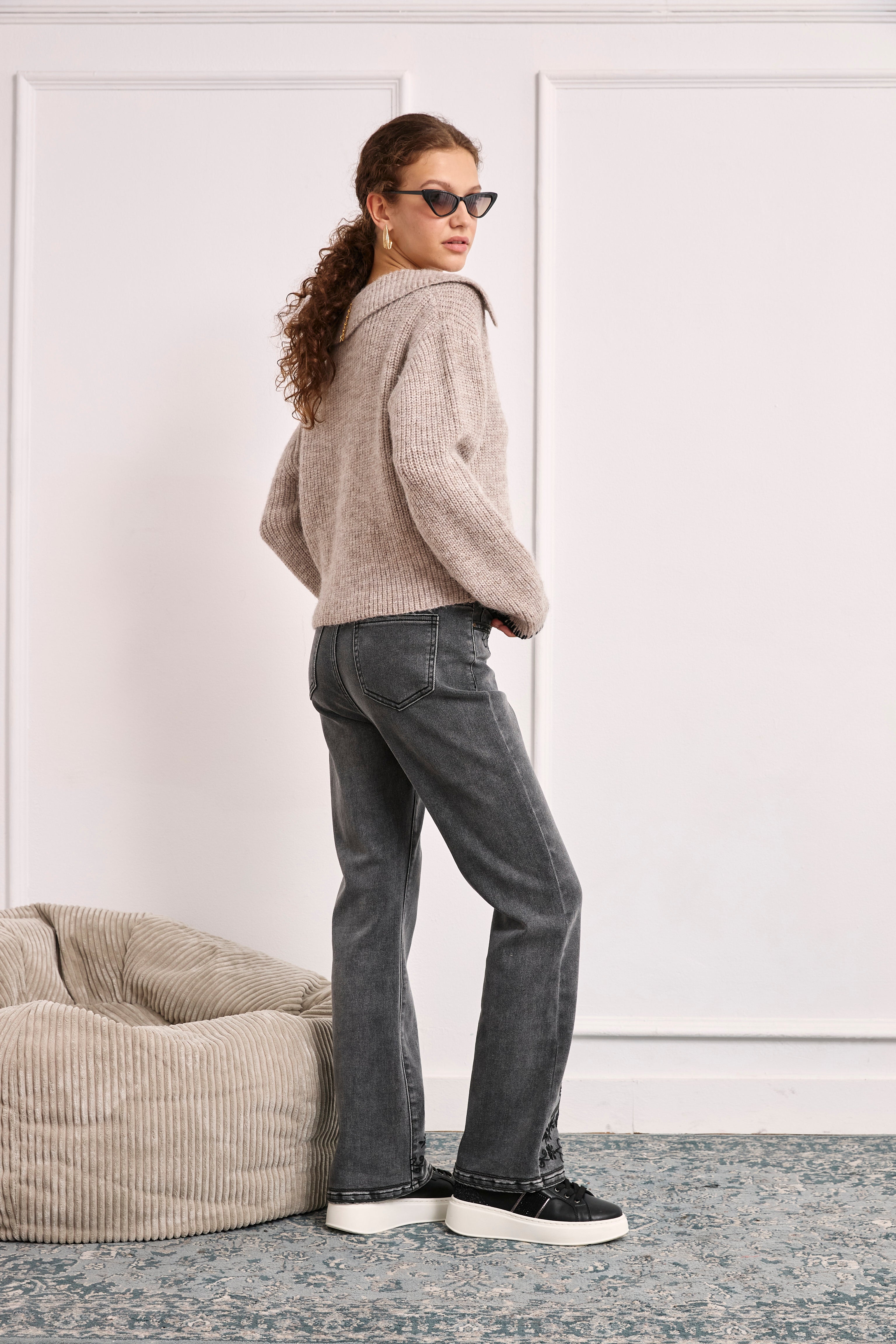 JERSEY LANA CANALÉ CUELLO SOLAPAS - GRIS
