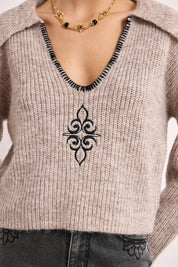 JERSEY LANA CANALÉ CUELLO SOLAPAS - GRIS