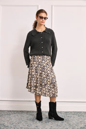 RIB-KNIT AND CROCHET CARDIGAN - GREY - GREY
