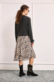RIB-KNIT AND CROCHET CARDIGAN - GREY - GREY