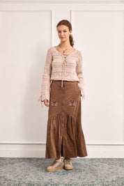 PIRATE NECK OPENWORK SWEATER - CAMEL - CAMEL