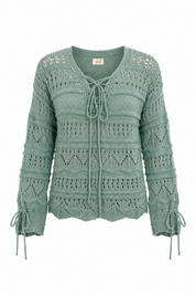 JERSEY PIRATE NECK SWEATER WITH CUTOUTS - GREEN - GREEN