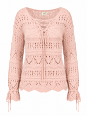 PIRATE NECK OPENWORK SWEATER - CAMEL - CAMEL
