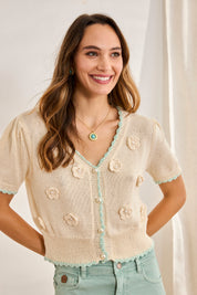 CÁRDIGAN MANGA CORTA - CRUDO