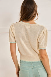 CÁRDIGAN MANGA CORTA - CRUDO