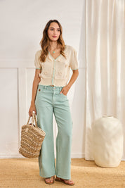 CÁRDIGAN MANGA CORTA - CRUDO