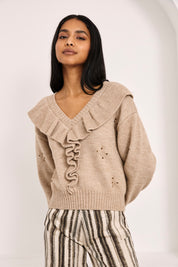 JERSEY VOLANTES Y TACHUELAS - CAMEL
