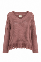 JERSEY CUTWORK FRINGES - BURGUNDY - BURGUNDY