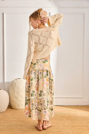 OPEN-PATTERN DIAMOND JERSEY - CAMEL