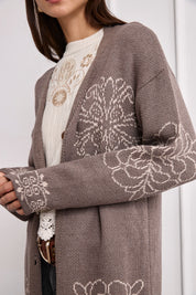 CÁRDIGAN LANA JACQUARD CONTRASTE FLECOS - GRIS