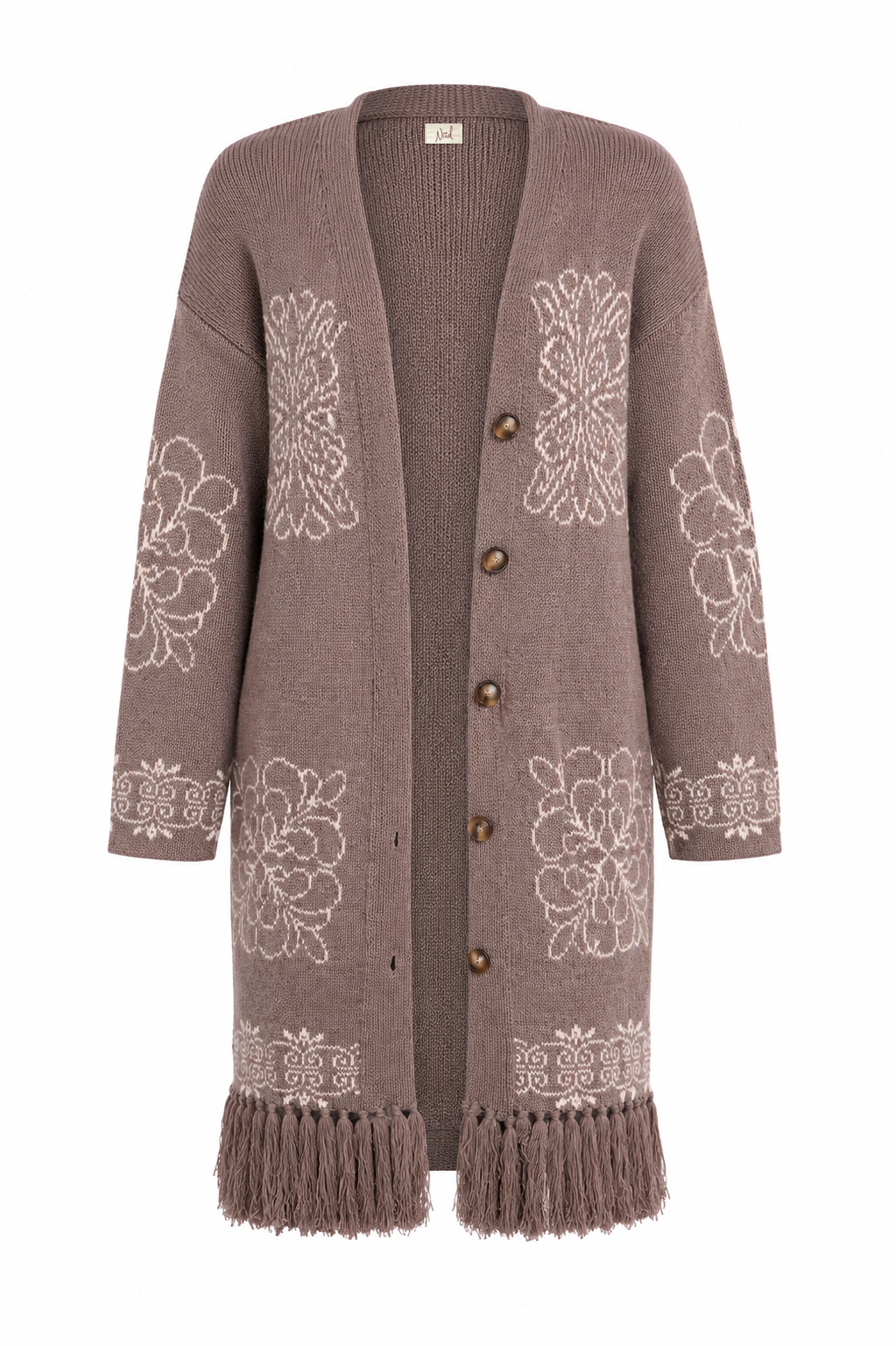 CÁRDIGAN LANA JACQUARD CONTRASTE FLECOS - GRIS