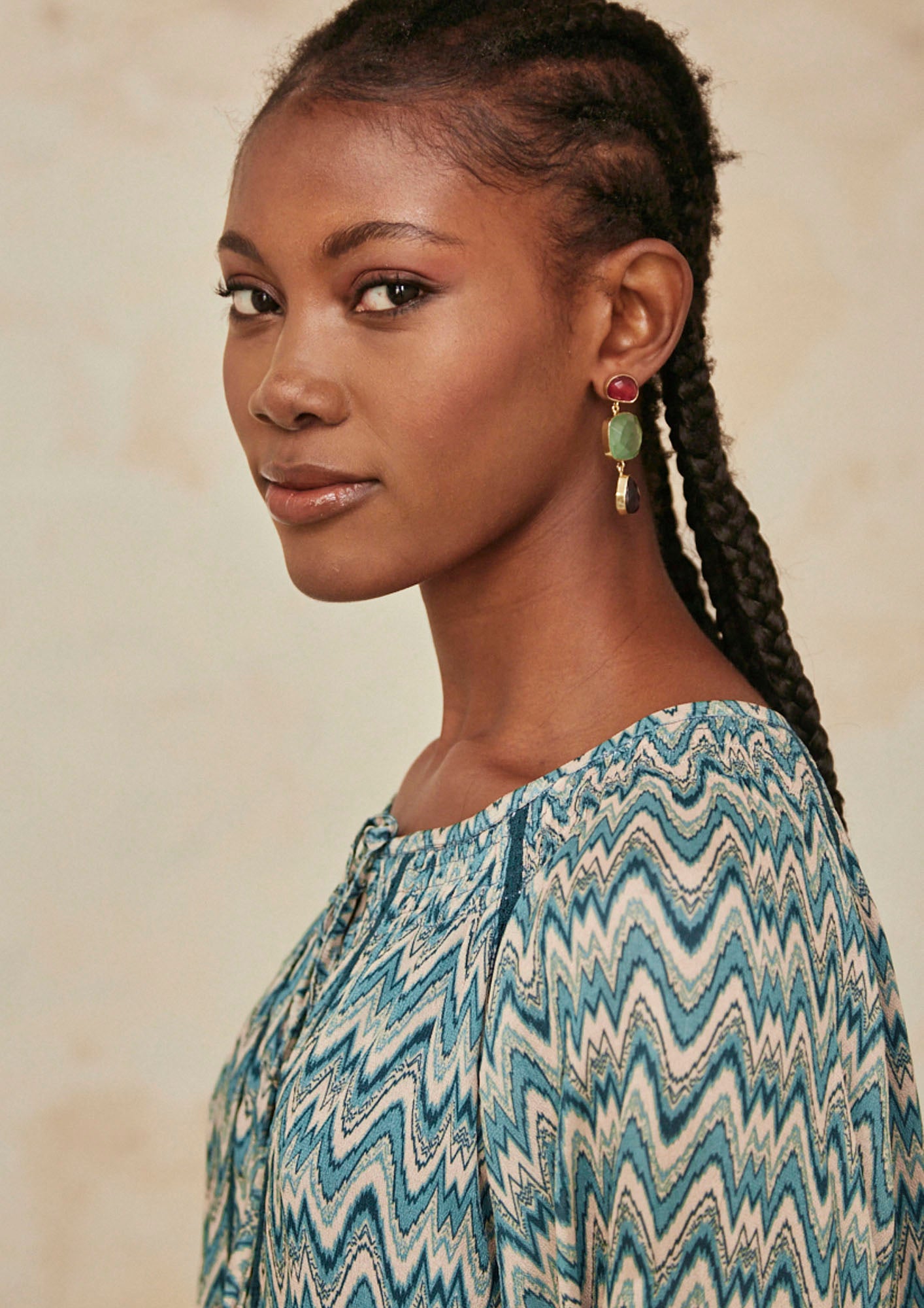 Earrings with natural set stones - turquoise