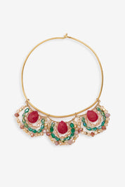 METAL BASE CHOCKER WITH STONES - MAGENTA