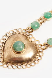 Long necklace with metal piece and natural stone - turquoise