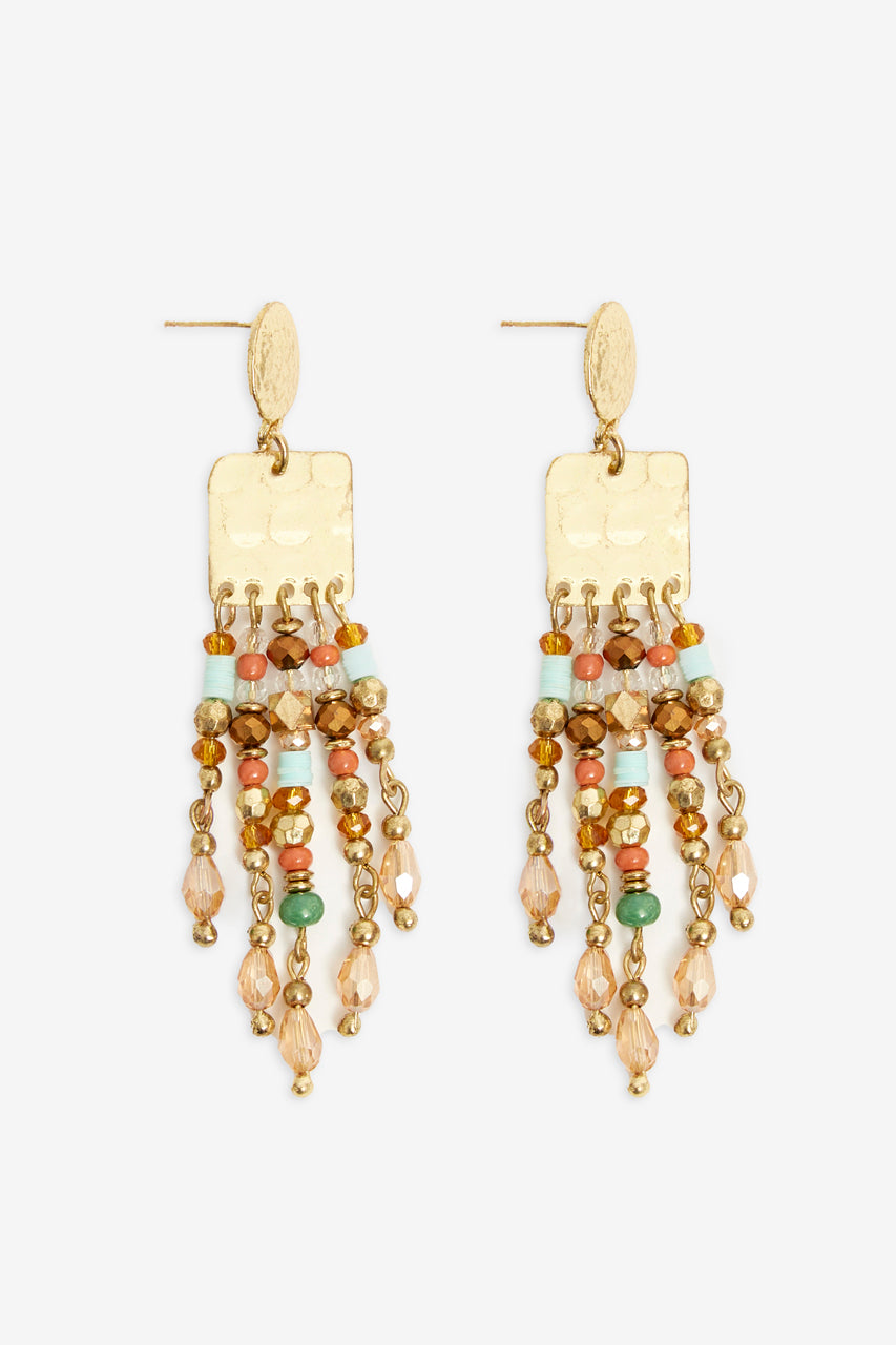 Long multi-colored earrings - Amber