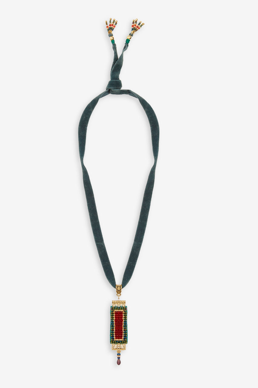 VELVET RIBBON CHOCKER - GREEN