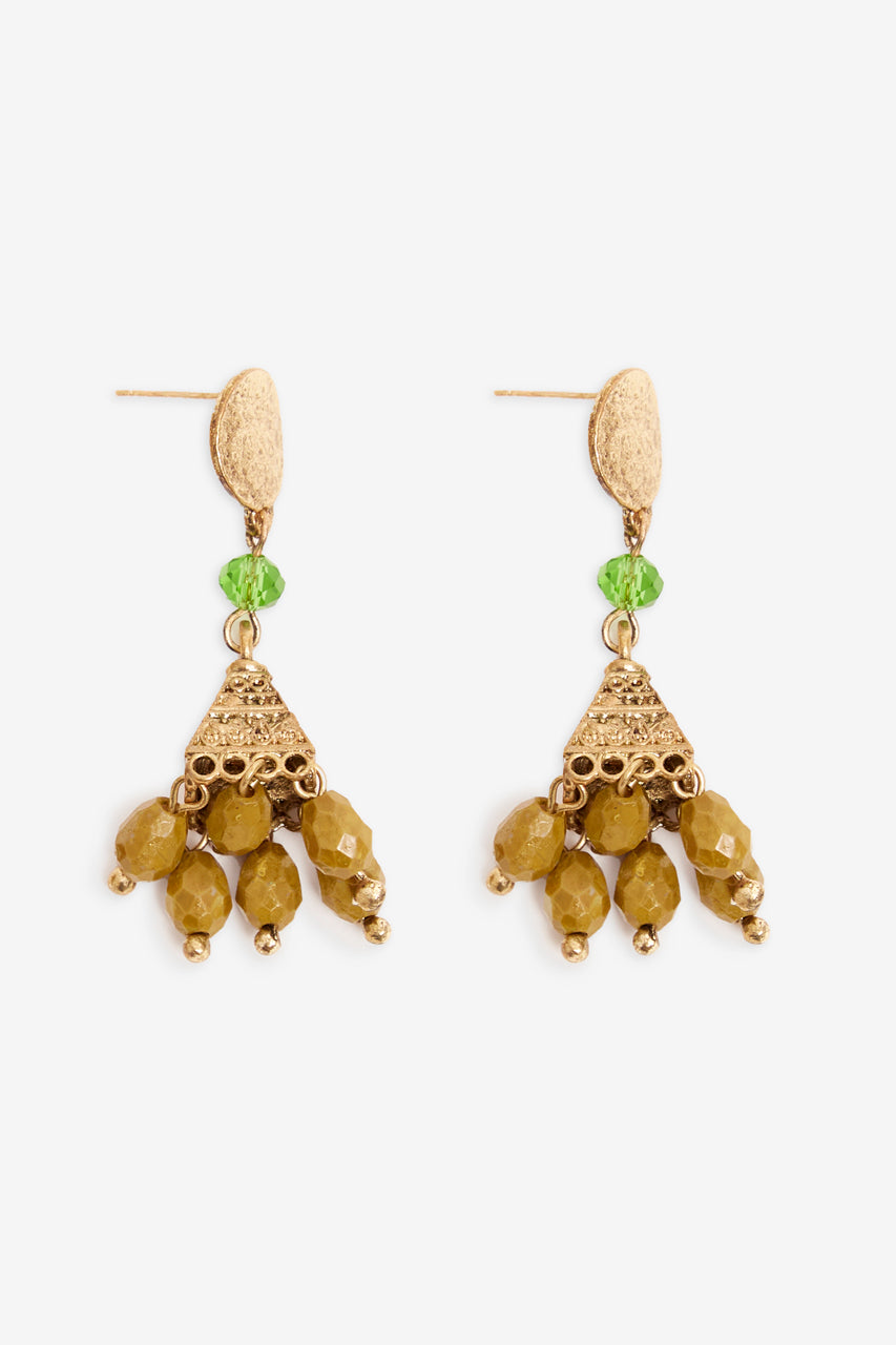 EARRINGS WITH METAL PIECE - GREEN