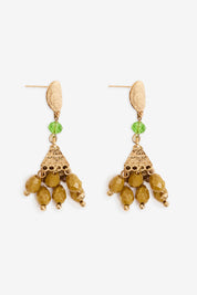 EARRINGS WITH METAL PIECE - GREEN