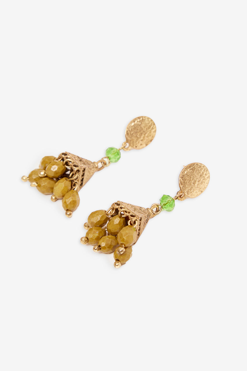 EARRINGS WITH METAL PIECE - GREEN