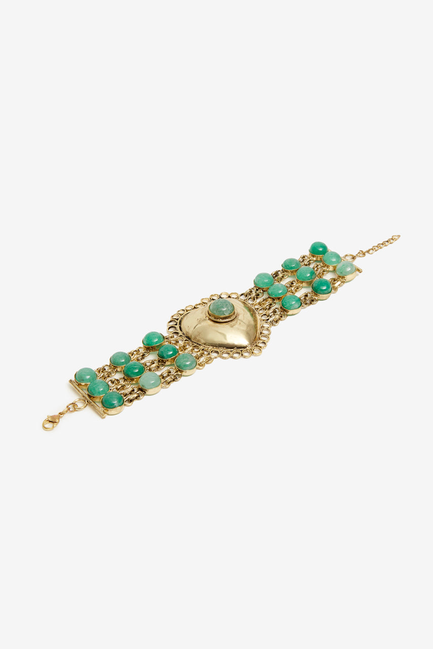 BRACELET WITH METAL PIECE PLUS NATURAL STONE - TURQUOISE