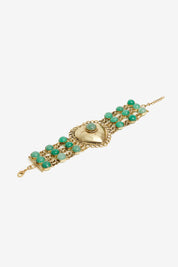 BRACELET WITH METAL PIECE PLUS NATURAL STONE - TURQUOISE