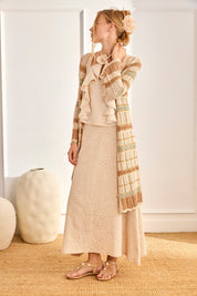 TRICOLOR OPEN KNIT CARDIGAN - RAW