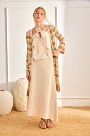 TRICOLOR OPEN KNIT CARDIGAN - RAW