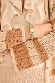 TRICOLOR OPEN KNIT CARDIGAN - RAW