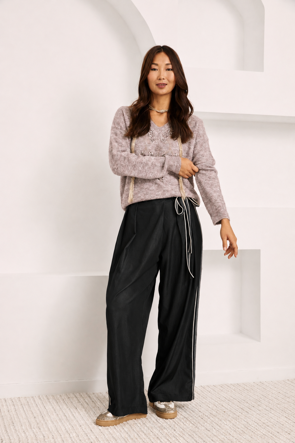 JERSEY LANA LENTEJUELAS - GRIS
