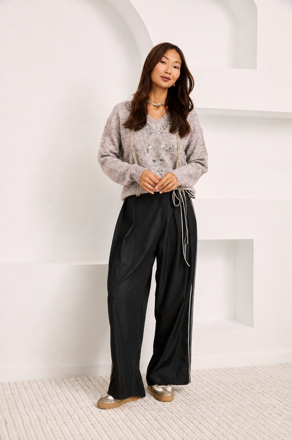 JERSEY LANA LENTEJUELAS - GRIS
