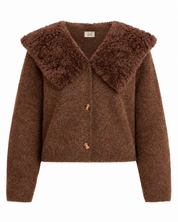 CÁRDIGAN CUELLO BORREGUITO - CHOCOLATE