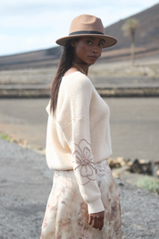 JERSEY OVERSIZE FLOR MANGAS - IVORY