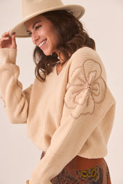 JERSEY OVERSIZE FLOR MANGAS - IVORY