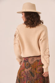 JERSEY OVERSIZE FLOR MANGAS - IVORY