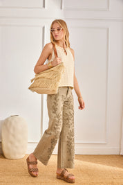 TOP PUNTO CORADO CUT OUT ANILLA - CRUDO