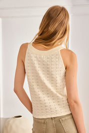 TOP PUNTO CORADO CUT OUT ANILLA - CRUDO