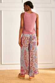 TOP CUT OUT LACE TOP WITH RING - PINK