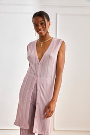 LUREX KNIT LONG TOP - VIOLET