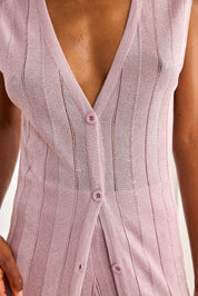 LUREX KNIT LONG TOP - VIOLET