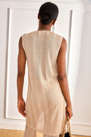 LUREX KNIT LONG TOP - CAMEL