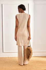 LUREX KNIT LONG TOP - CAMEL