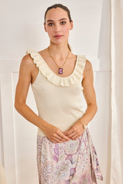 TOP PUNTO ESCOTE VOLANTE - CRUDO