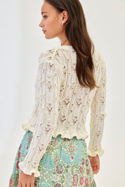 TWIN SET CARDIGAN AND TOP WITH FANTASY PEARLS - RAW