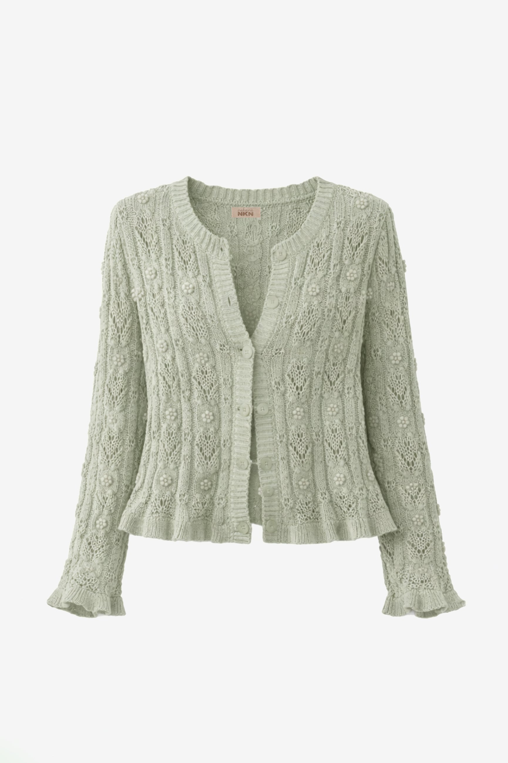TWIN SET CARDIGAN AND TOP WITH FANTASY PEARLS - GREEN