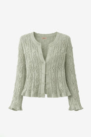 TWIN SET CARDIGAN AND TOP WITH FANTASY PEARLS - GREEN